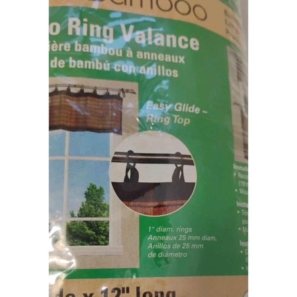Versailles Naturel Bamboo Ring Valance 48X12 Set of 2 - NEW SEALED